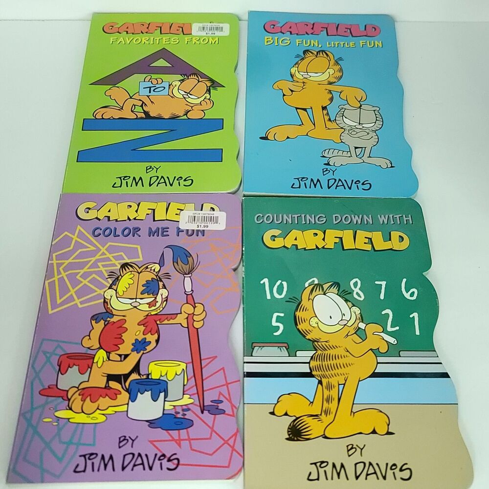 Lot Of 4 Complete Set Garfield Board Book Funny Faces Pooky Odie Nermil 1-4 NEW